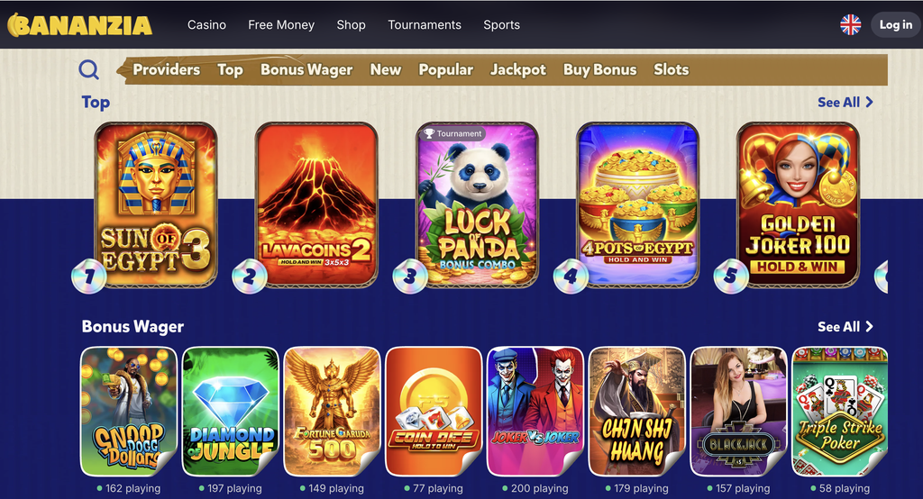Credit Card Casino game categories 